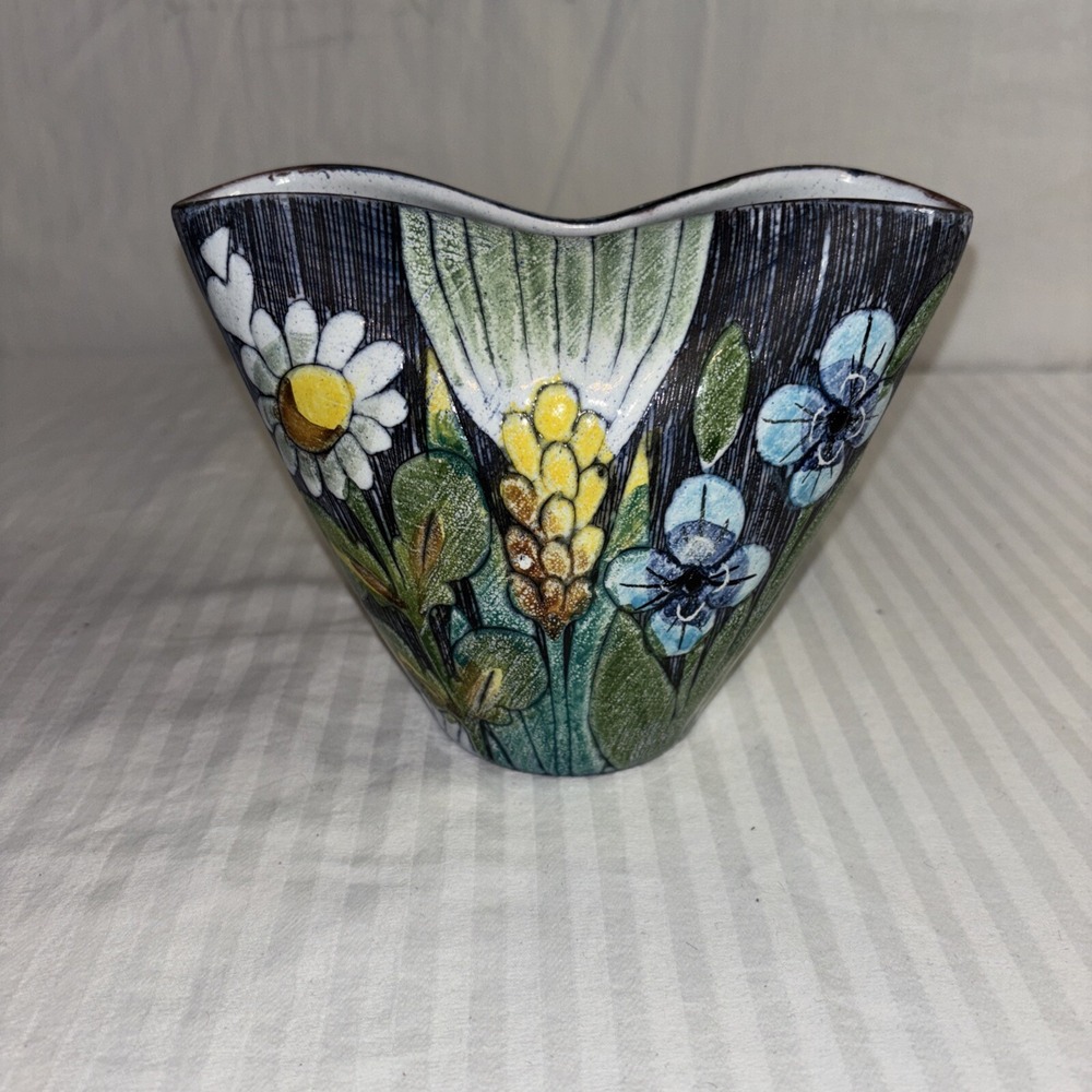 Tilgmans Sweden Ceramic Pottery Vase Floral #437